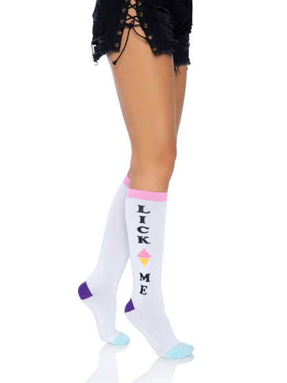 Lick Me Knee Socks: Multicolor / One Size