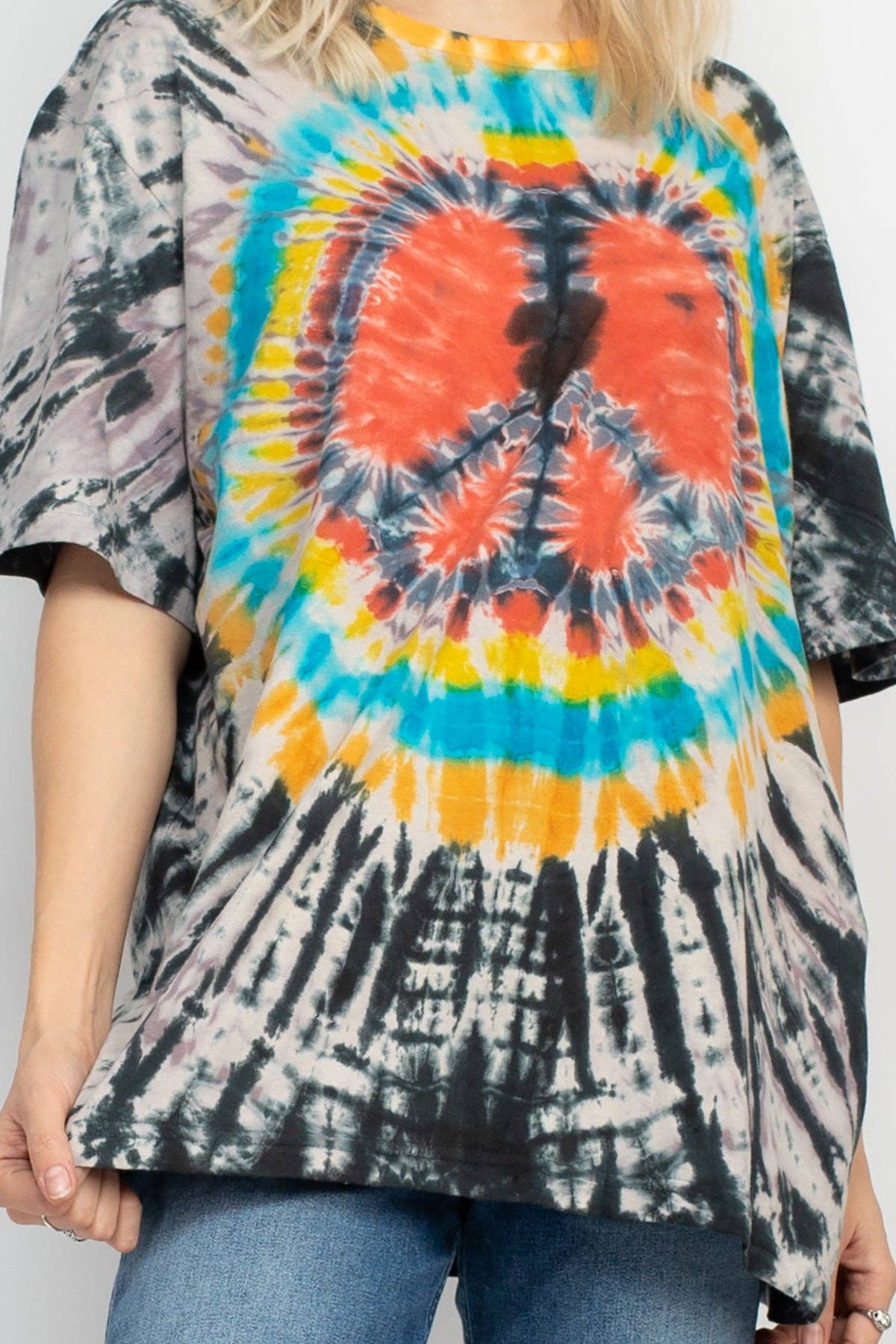 Psychedelic Tie-dye Unisex Tee: Grey / X-Large