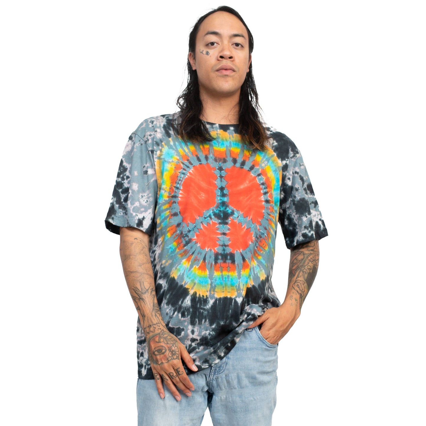 Psychedelic Tie-dye Unisex Tee: Grey / X-Large