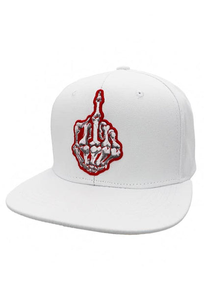 Red Skeleton Fuck You Finger Snap Back: Black