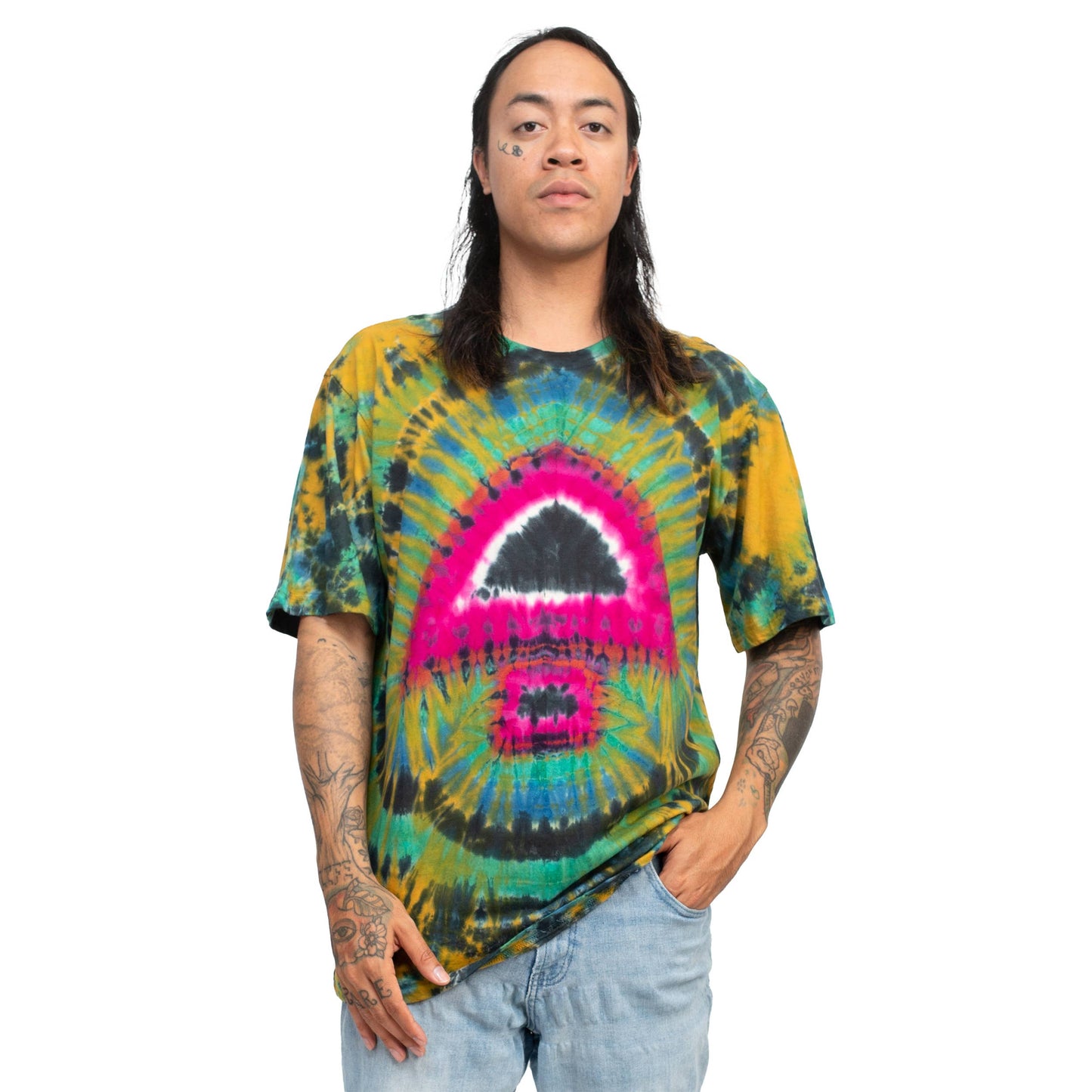 Psychedelic Tie-dye Unisex Tee: Grey / X-Large