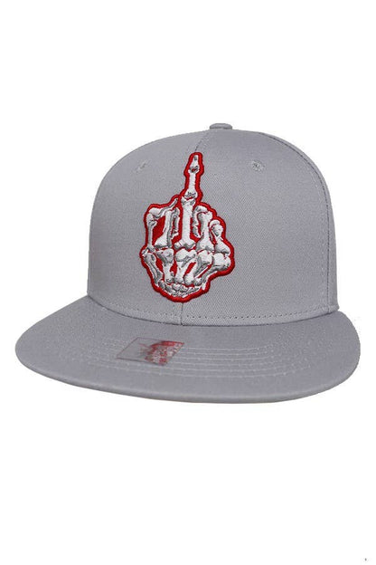 Red Skeleton Fuck You Finger Snap Back: Black