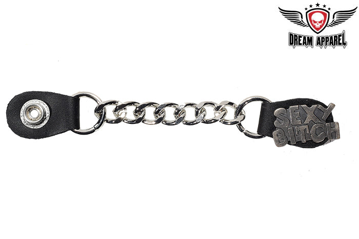 Womens Single Chain "Sexy Bitch" Motorcycle Vest Extender