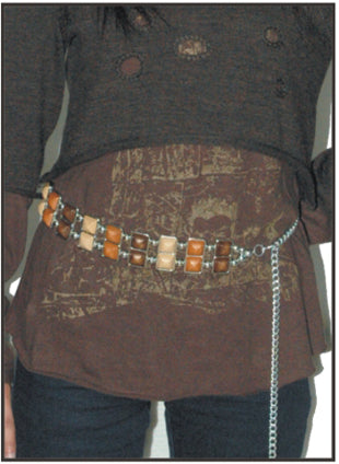 Womens Orange, Cream and Brown Belt