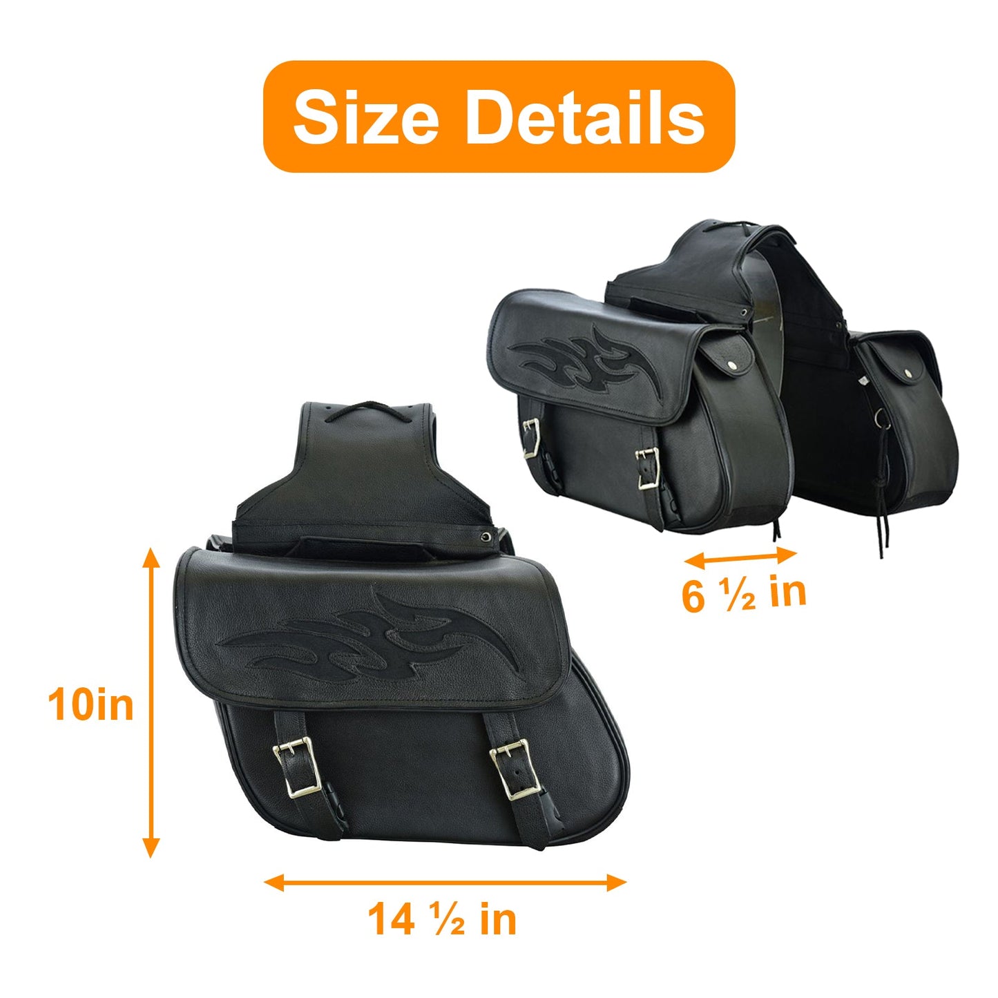 Dream Apparel PVC Motorcycle Saddlebag with Flame