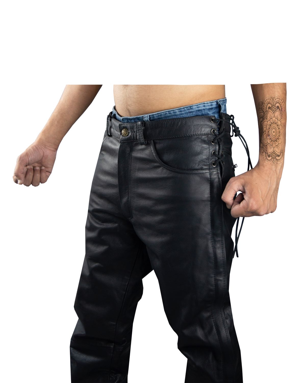 Dream Apparel Men's Leather Chaps With Side Laces