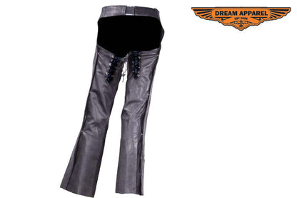 Womens Black Low-Rise Cowhide Leather Chaps