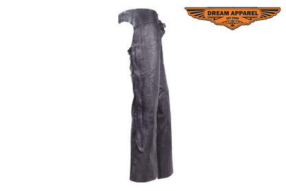 Womens Black Low-Rise Cowhide Leather Chaps