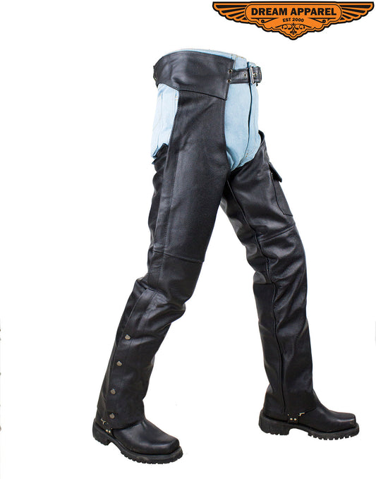 Plain Black Split Leather Chaps