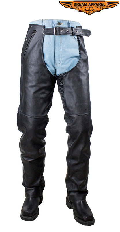 Dream Apparel Multi-Pocket Naked Cowhide Leather Chaps