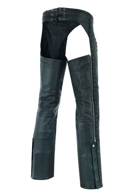 Classic Chaps with Eyelets Design & Zipper Pocket