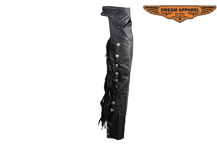 Women's Chaps With Studs, Beads, and Fringe