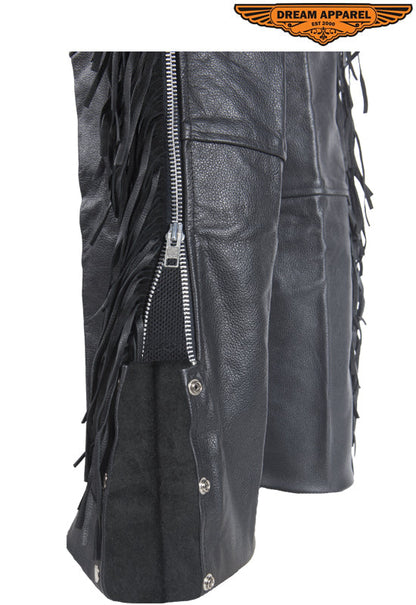 Motorcycle Chaps With Braid & Fringes