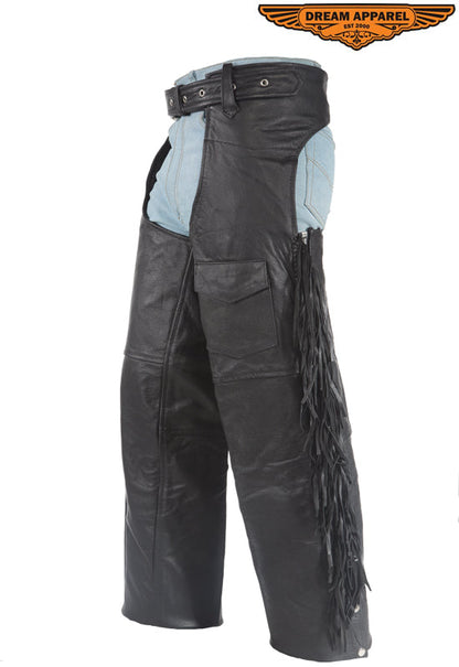 Motorcycle Chaps With Braid & Fringes