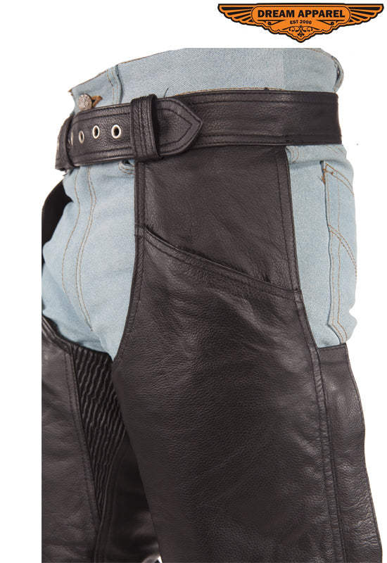 Heavy Duty Biker Leather Motorcycle Chaps