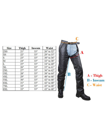 Black Multi-Pocket Buffalo Leather Chaps