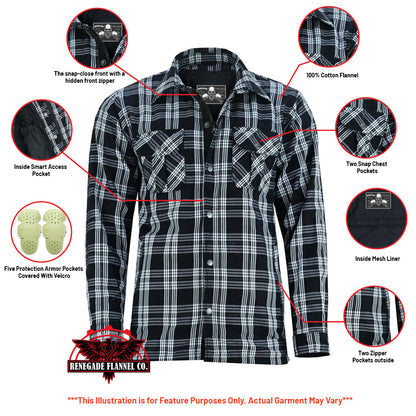 Checkered Champ Men's Black and White Armored Flannel Shirt