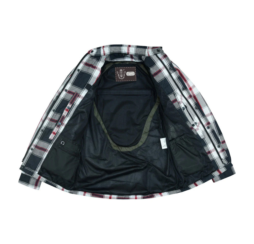 DS4672 Armored Flannel Shirt - Black, White & Red