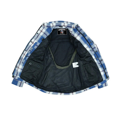 DS4673 Armored Flannel Shirt - Blue, White & Maroon