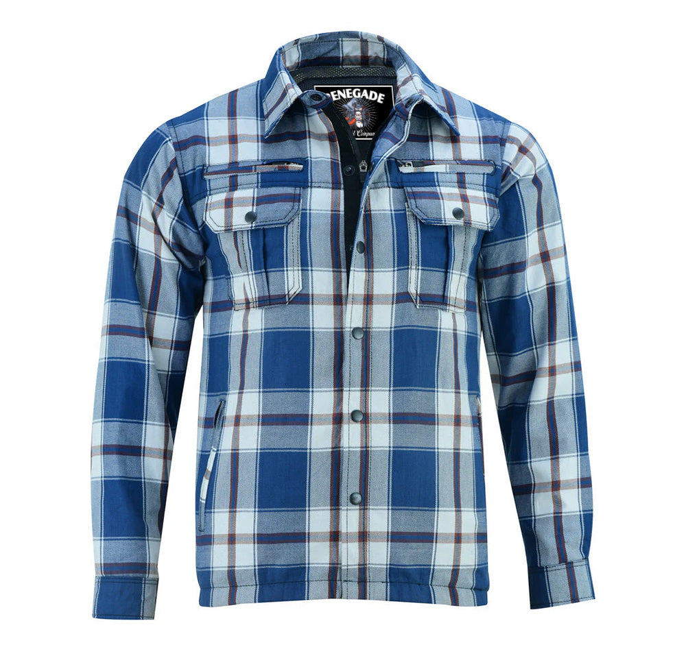 DS4673 Armored Flannel Shirt - Blue, White & Maroon