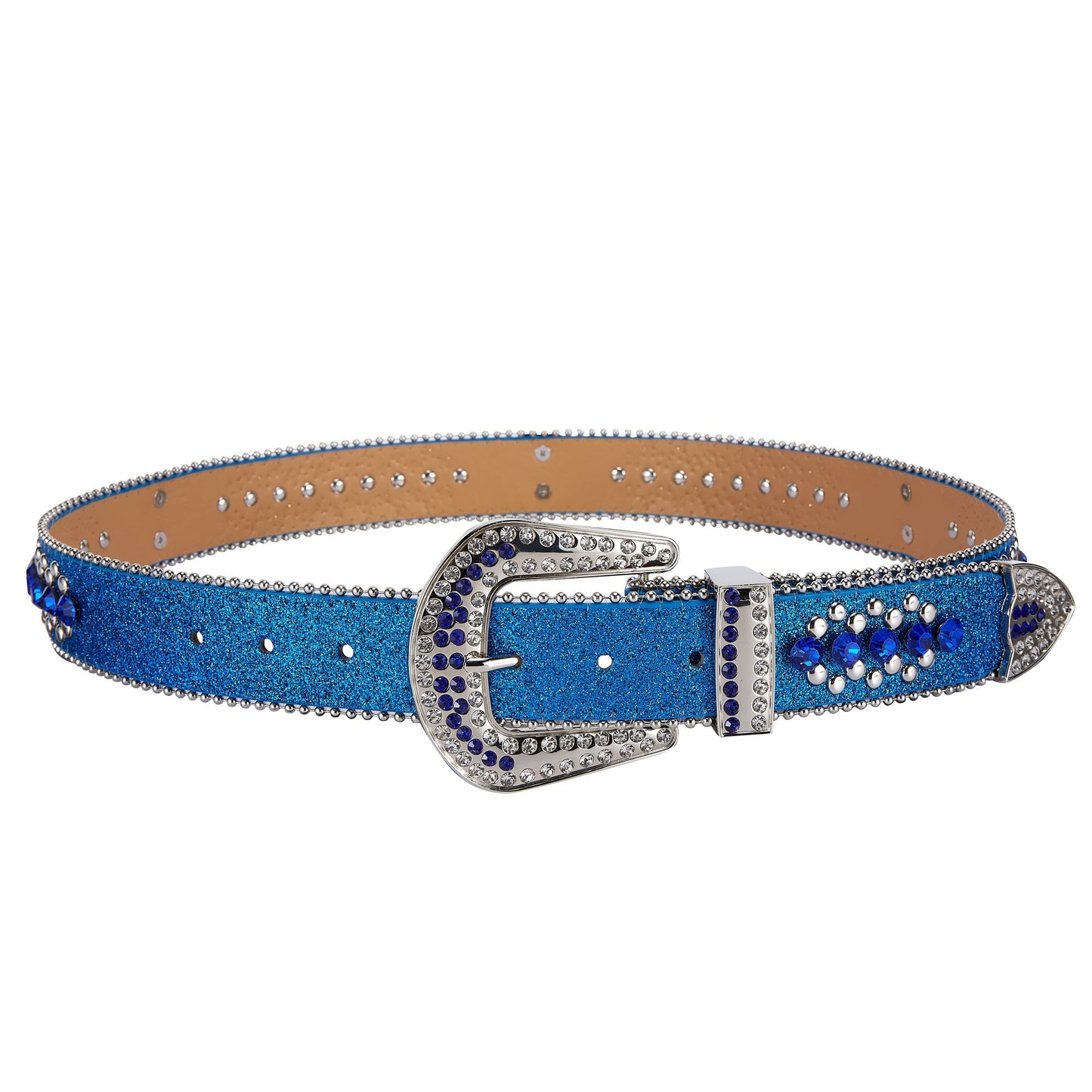 Dream Apparel Premium Strap Men Women Western Fashion Blue Bling Bling Rhinestones Diamond Belt