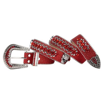 Dream Apparel Premium Strap Men Women Western Fashion Red Bling Bling Rhinestones Diamond Belts