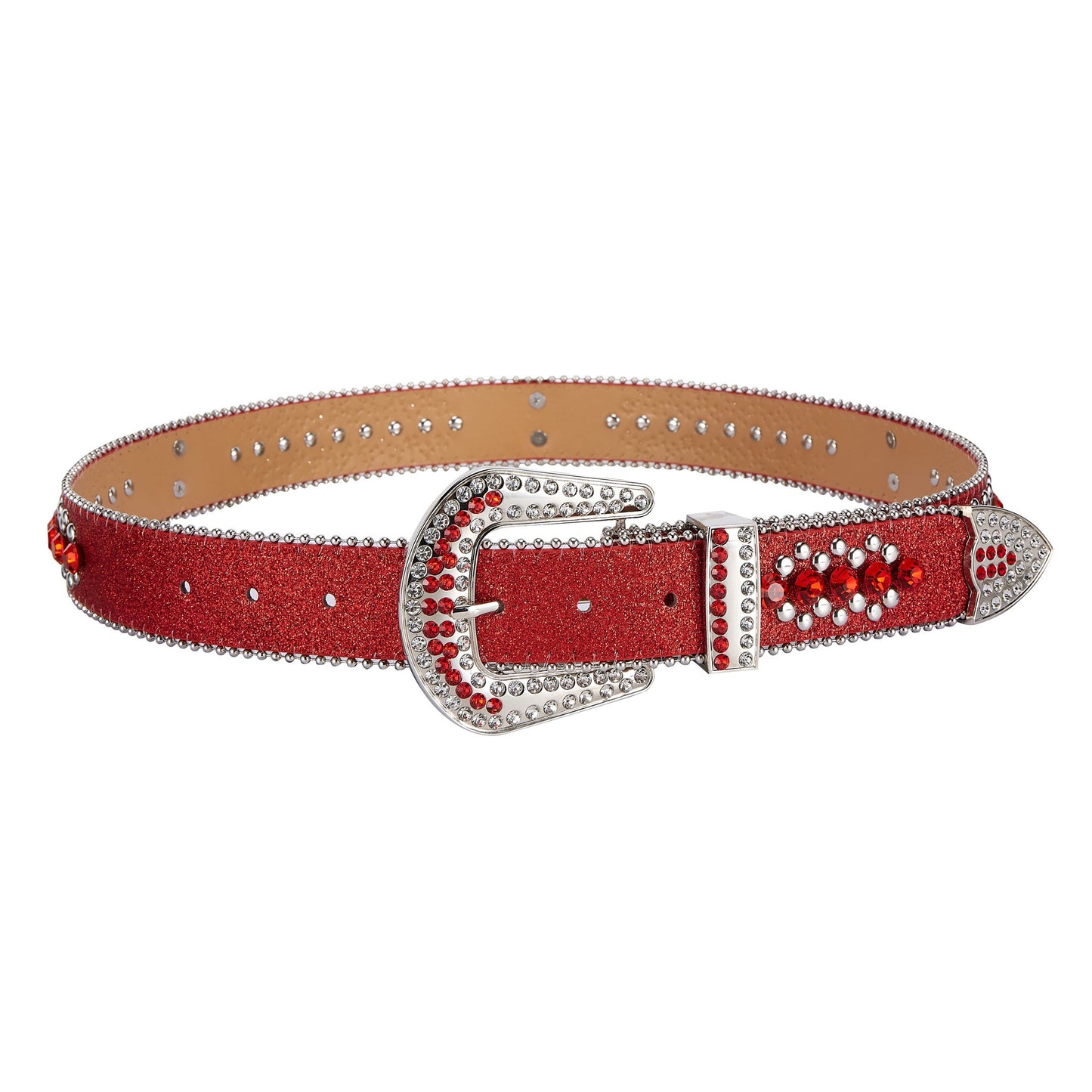 Dream Apparel Premium Strap Men Women Western Fashion Red Bling Bling Rhinestones Diamond Belts