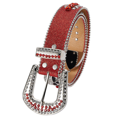 Dream Apparel Premium Strap Men Women Western Fashion Red Bling Bling Rhinestones Diamond Belts