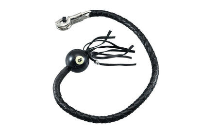 Dream Apparel 36" Long Black Fringed Get Back Whip With Black Pool Ball 8