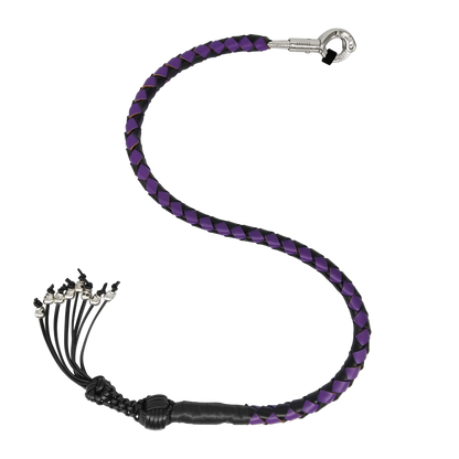 Dream Apparel 42" Long Get Back Whip Black And Purple with Monkey Fist & Skulls