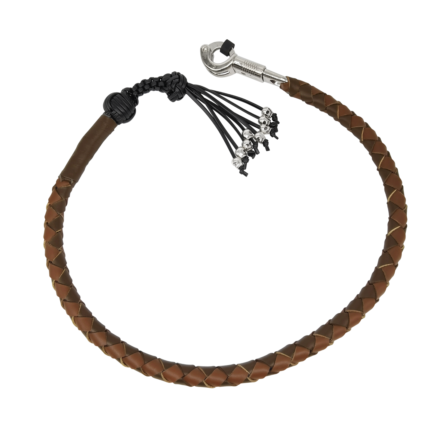 Dream Apparel 42" Long Two Tone Brown Get Back Whip for Motorcycles Monkey Fist and Skulls