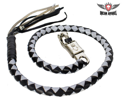 Dream Apparel Black and Silver Hand-Braided Leather Get Back Whip