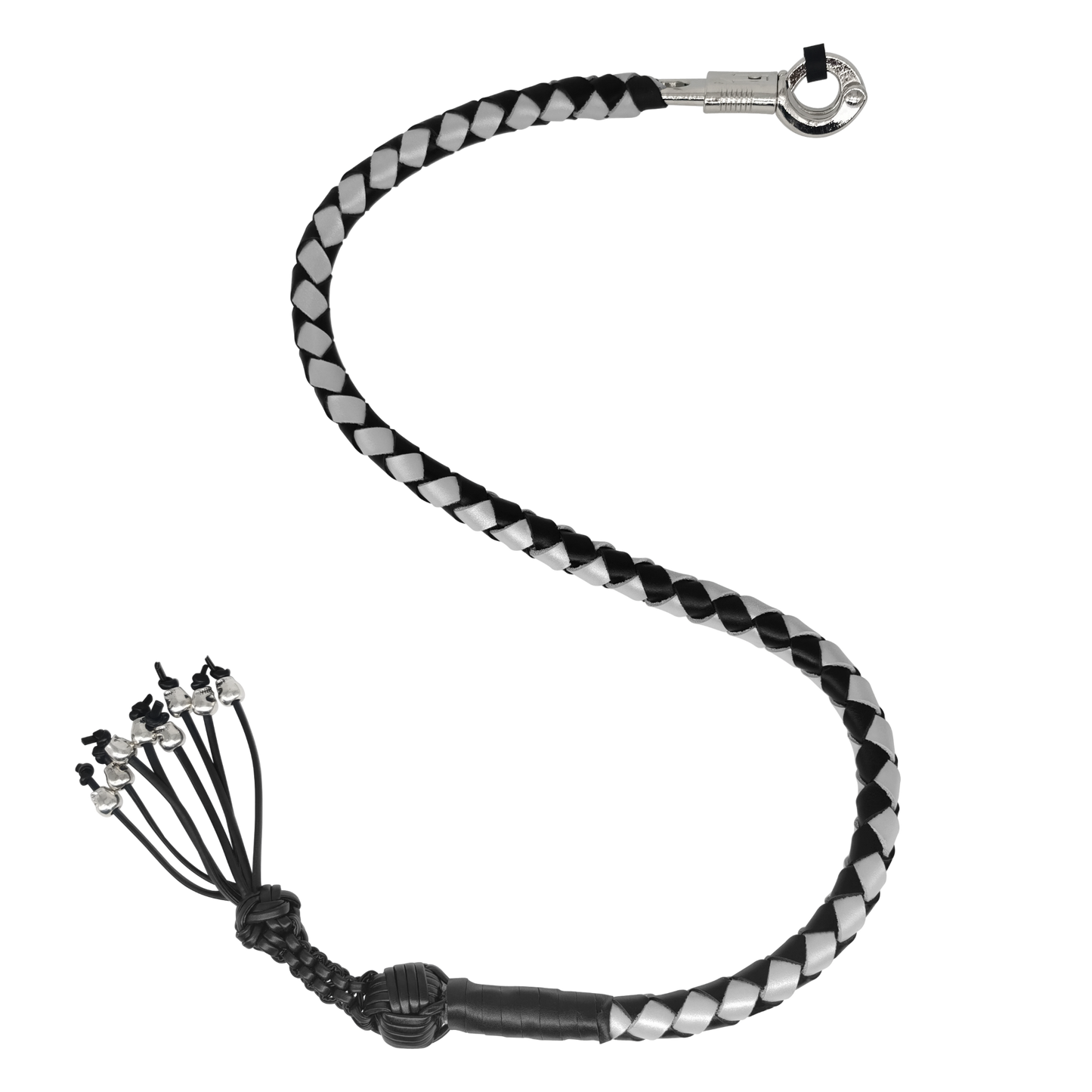 Dream Apparel Get Back Whip Black/Silver with Monkey Fist & Skulls 36" Long