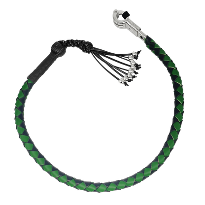 Dream Apparel 36" Long Get Back Whip Black And Green with Monkey Fist & Skulls