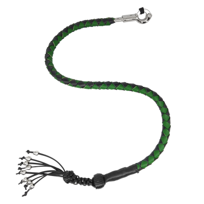 Dream Apparel 36" Long Get Back Whip Black And Green with Monkey Fist & Skulls