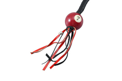 Dream Apparel Black And Red Fringed Get Back Whip with Red Pool Ball No 7