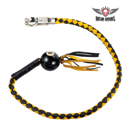 Dream Apparel 36" Long Black And Yellow Fringed Get Back Whip With Pool Black Ball 8