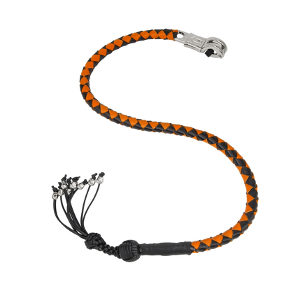 Dream Apparel 36" Long Get Back Whip Black And Orange with Monkey Fist & Skulls