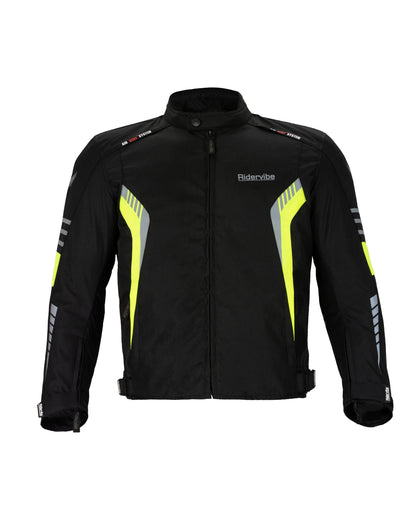 Dream Apparel Men's CE Armored Nylon & Mesh Motorcycle Neon and Black Waterproof Biker Jackets