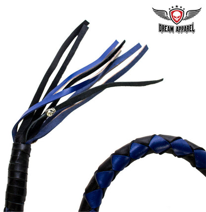 42" X 3" Hand-braided Get Back Whip - Black/Blue