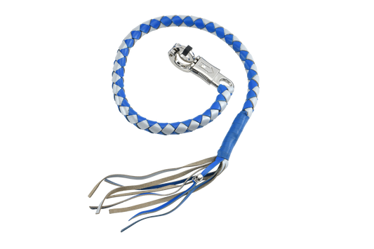 Blue and Silver Hand-Braided Leather Get Back Whip