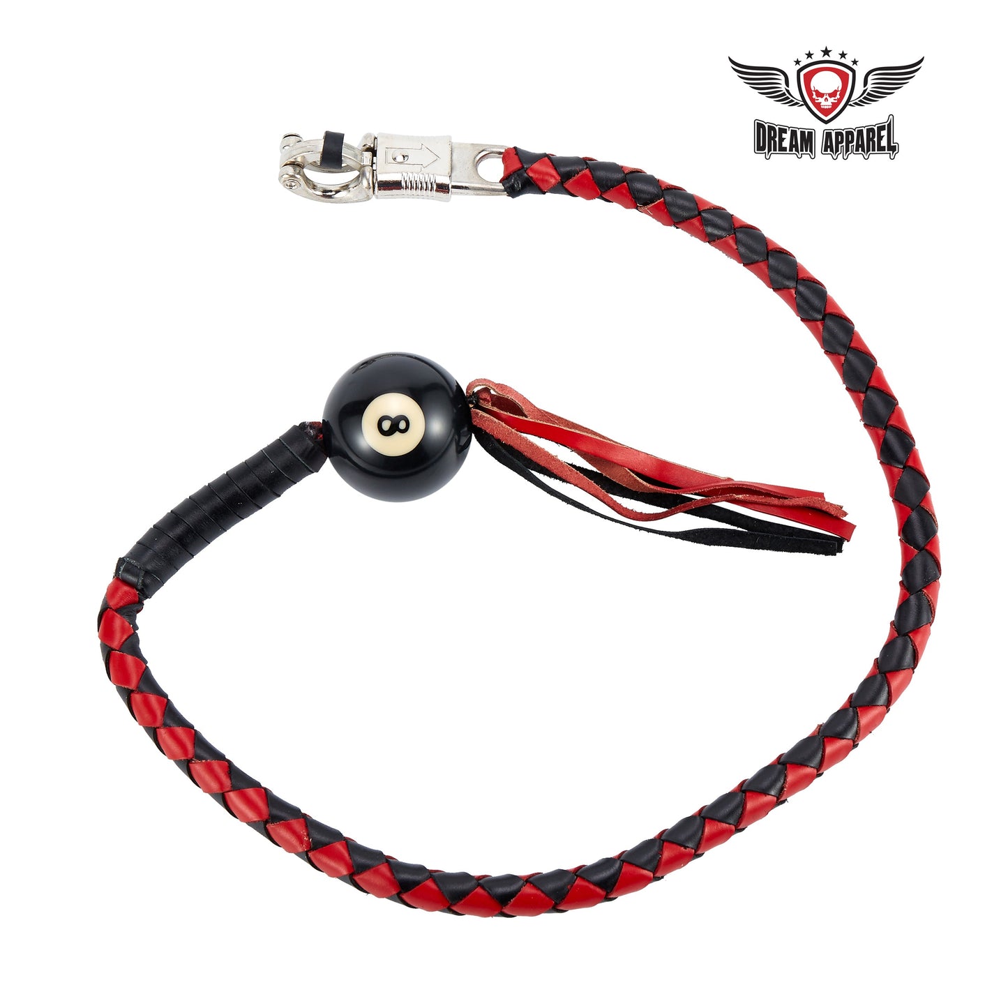 Red and Black Fringed Pool Black Ball8 Get Back Whip