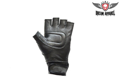 Motorcycle Fingerless Gloves With Holes & Velcro