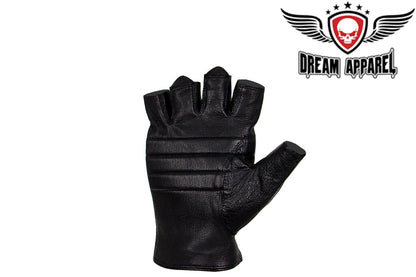 Deer Skin Leather Fingerless Riding Gloves