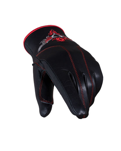 Dream Apparel Embroidered Red Heart Graphic Naked Leather Gloves