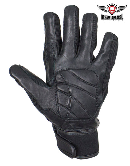 Dream Apparel All Black Leather Motorcycle Knuckle Protector Gloves