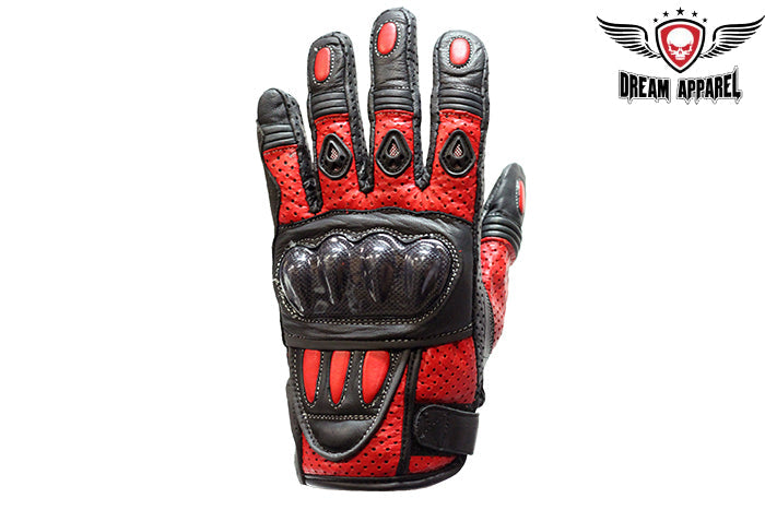 Mens Padded Red Racing Gloves