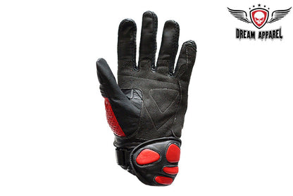 Mens Padded Red Racing Gloves