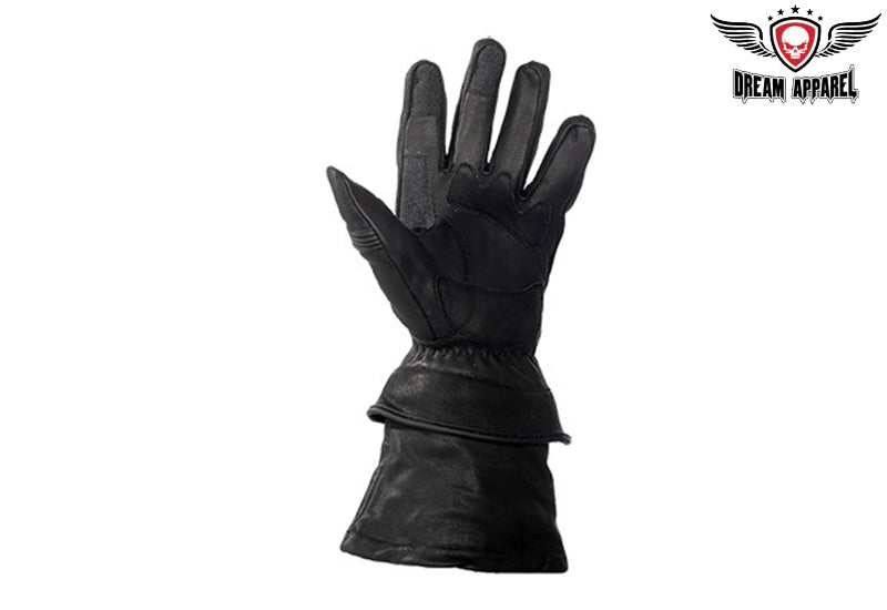 Mens Leather Gauntlet Gloves With Zip Off Cuffs