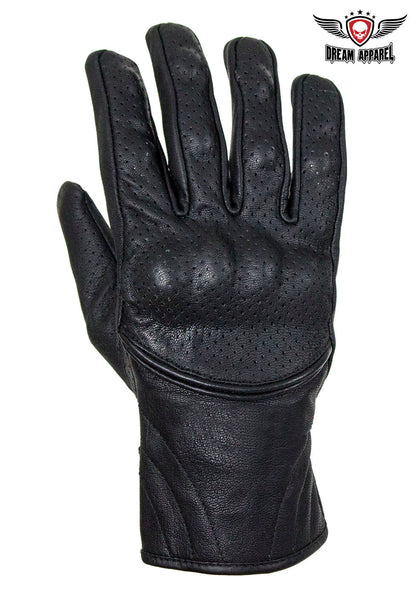 Dream Apparel Men's Black Genuine Leather Racing Gloves